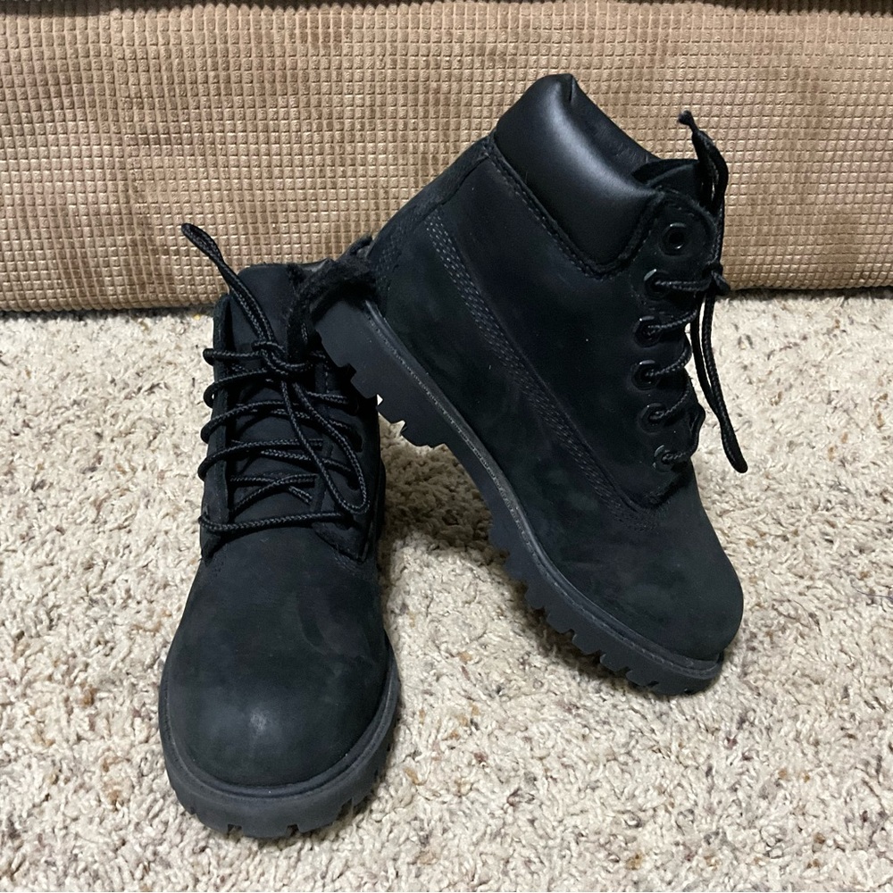 Timberland Kids Black Leather Boots - Picture 2 of 12